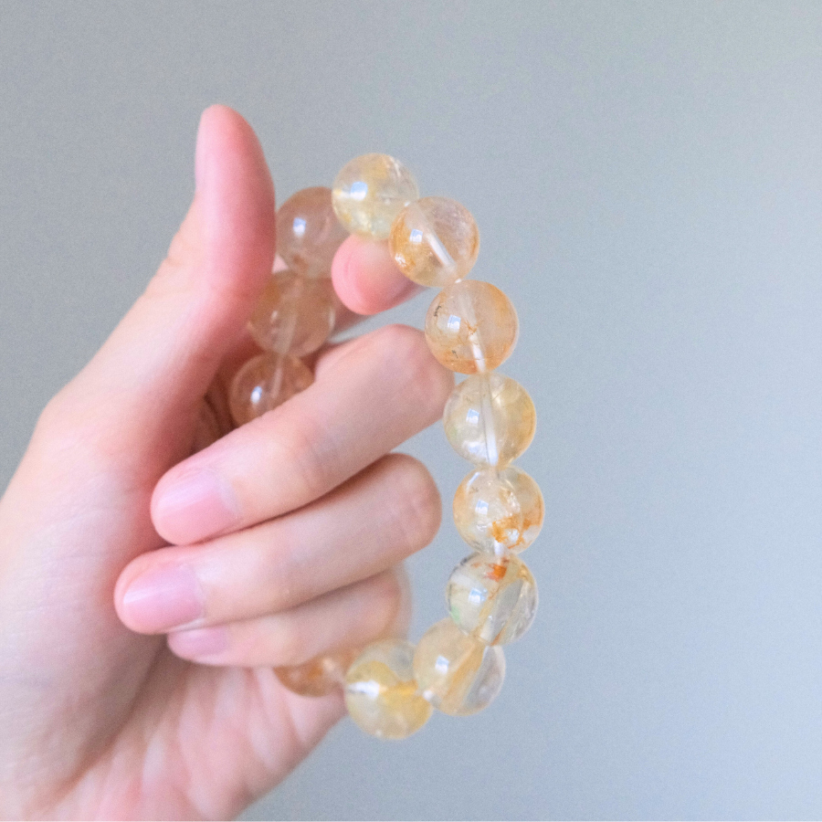 32353 黃膠花共生銅礦 手串 13mm