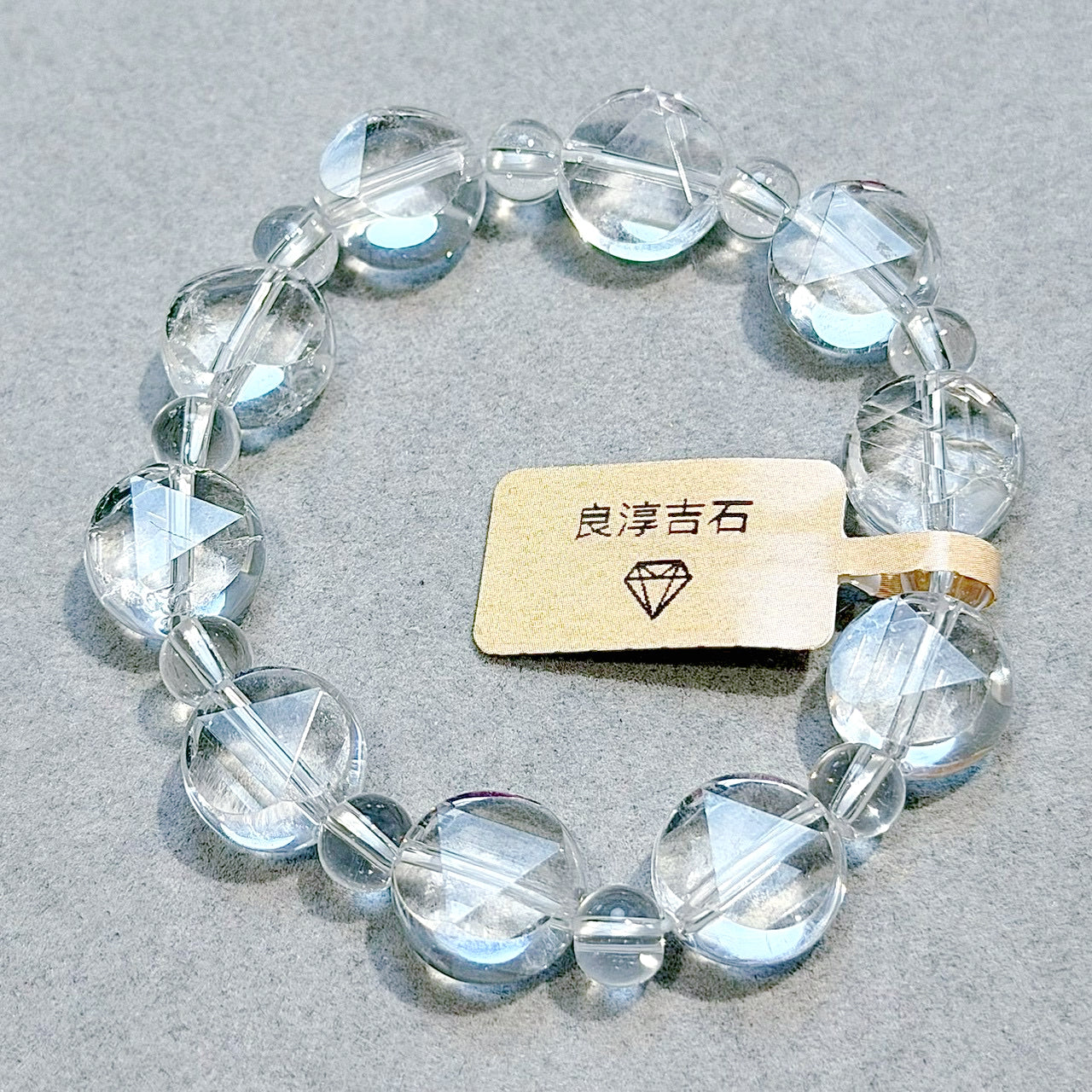 51663 白水晶 圓餅切面 手串