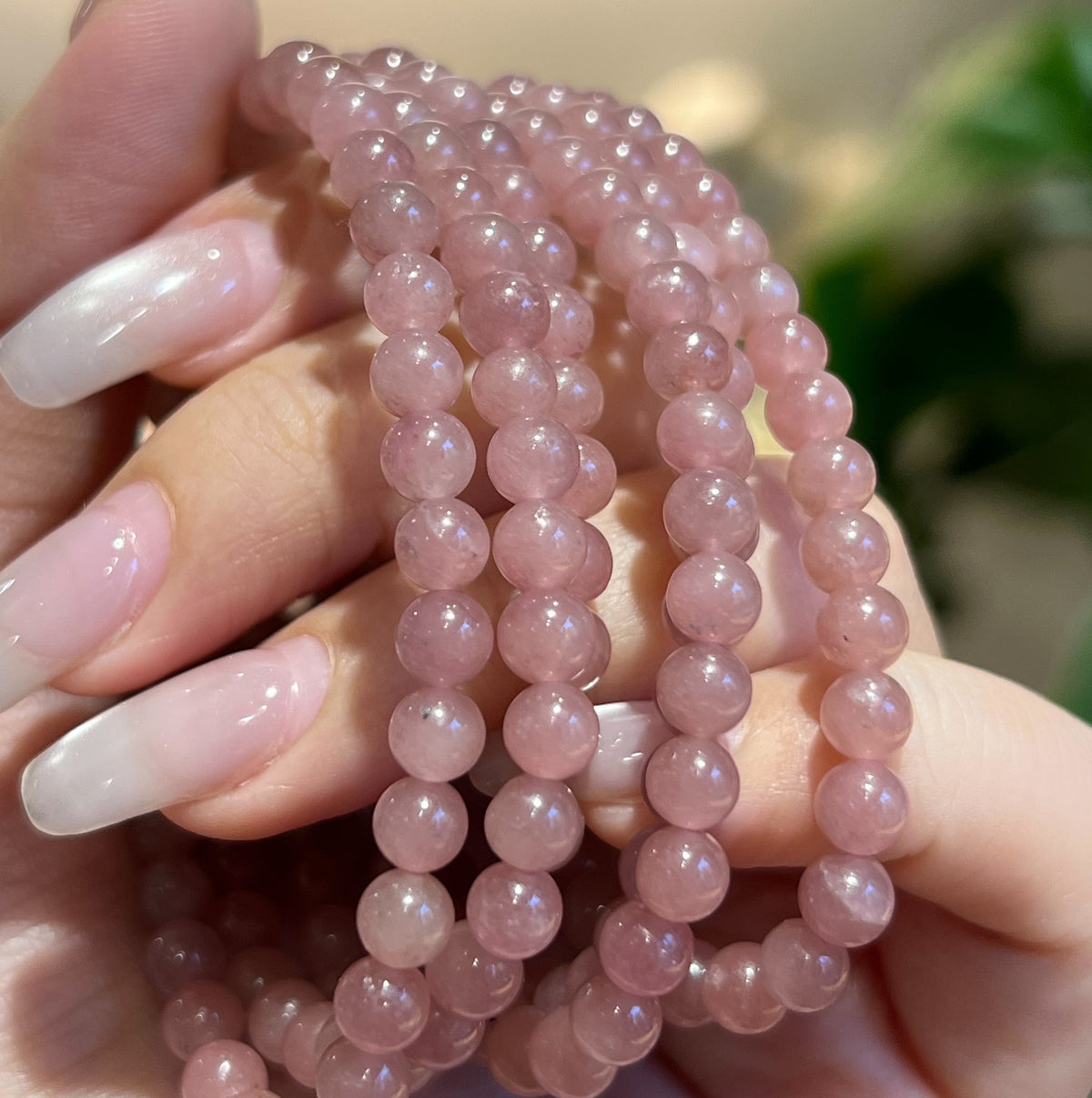 61734 粉碧璽 手串 5mm