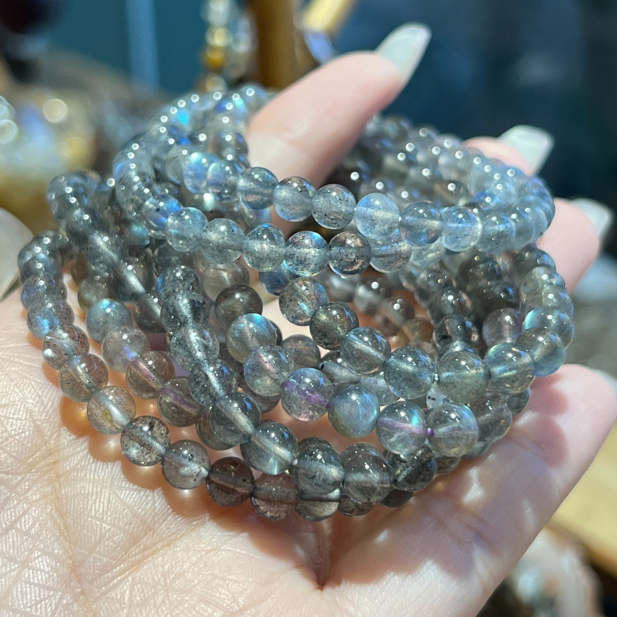 61876 紫拉長 手串 6mm