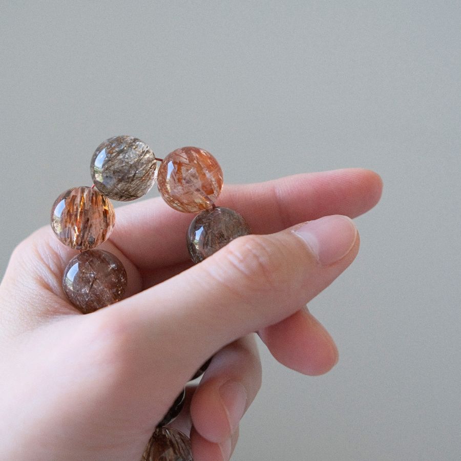 50786 黑金超七 手串 14mm