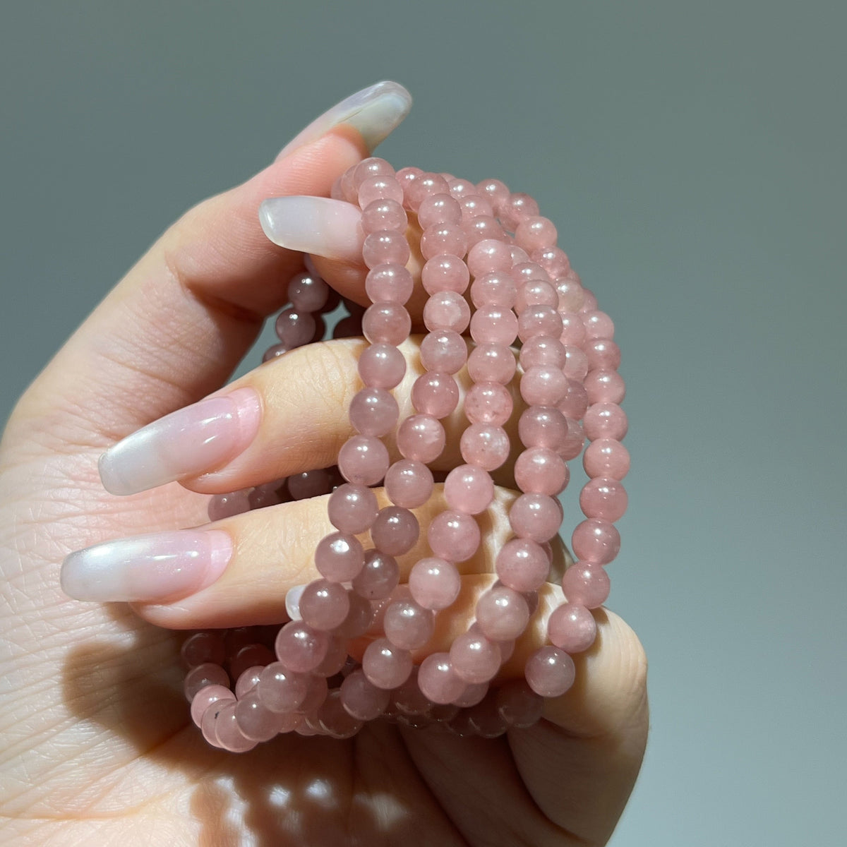 61734 粉碧璽 手串 5mm