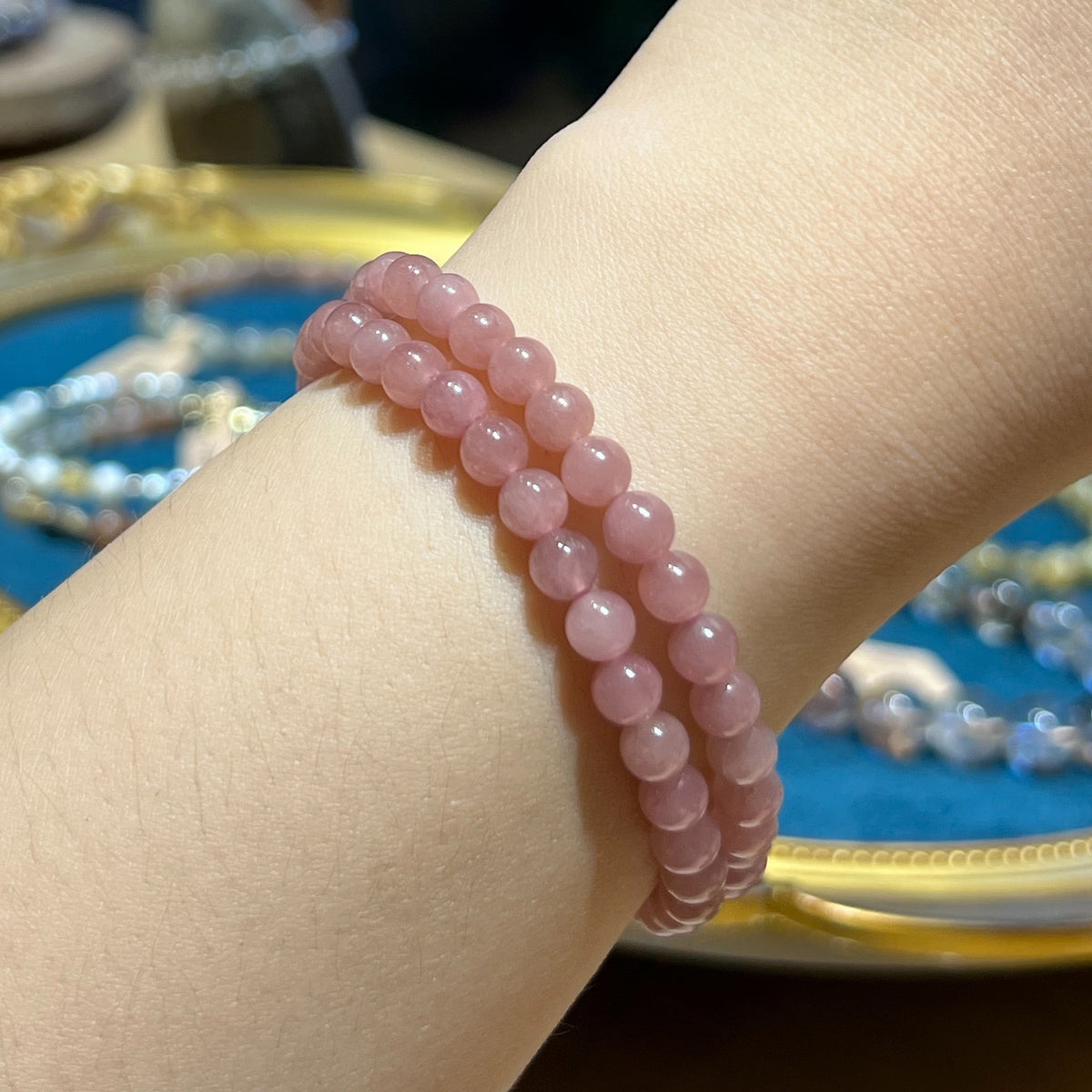 61734 粉碧璽 手串 5mm